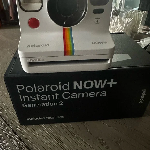 Polaroid NOW+ White Camera with Rainbow Accent